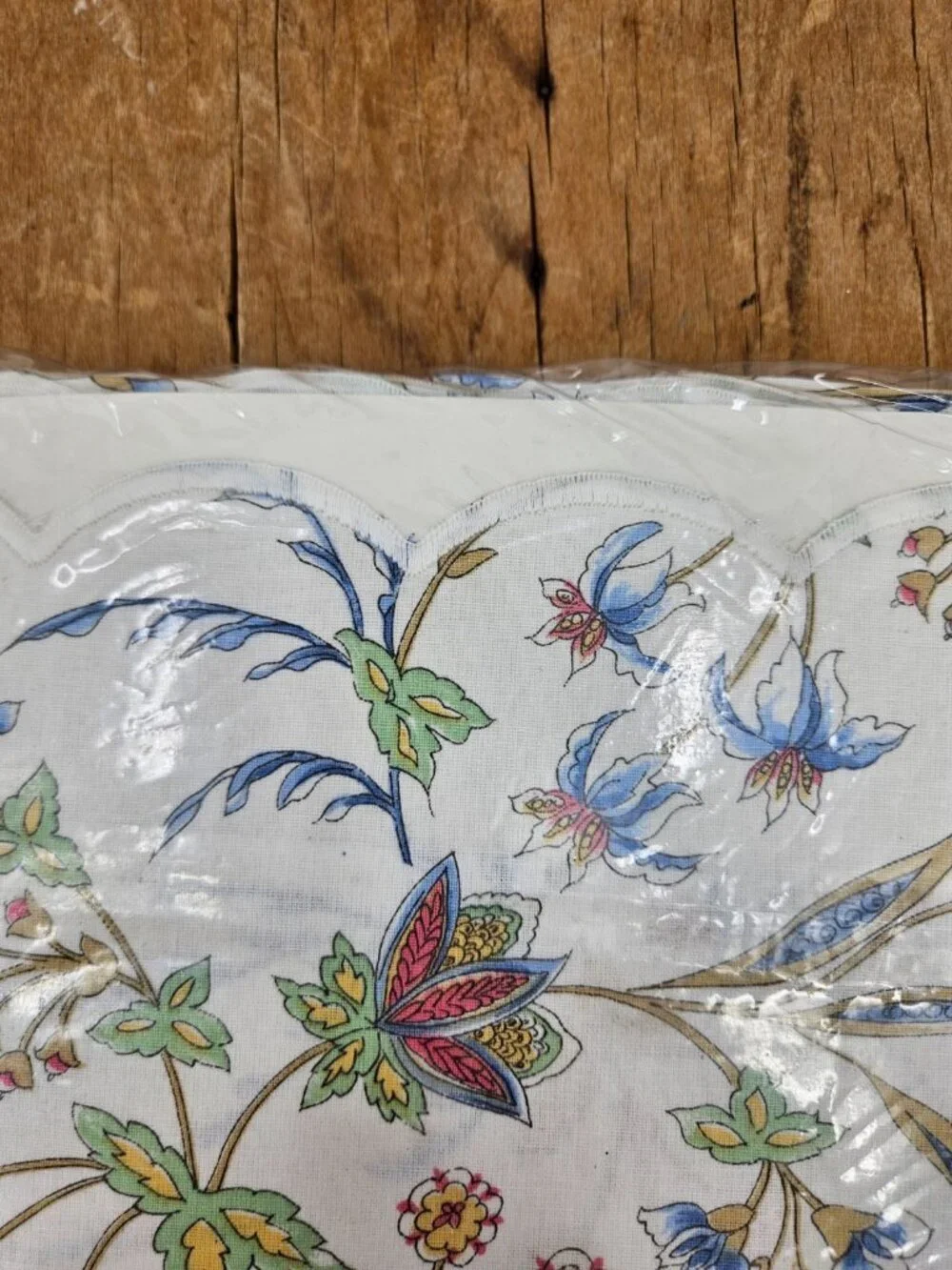 VTG New Palais Royal Cotton Full Queen Flat Sheet Made in France Floral